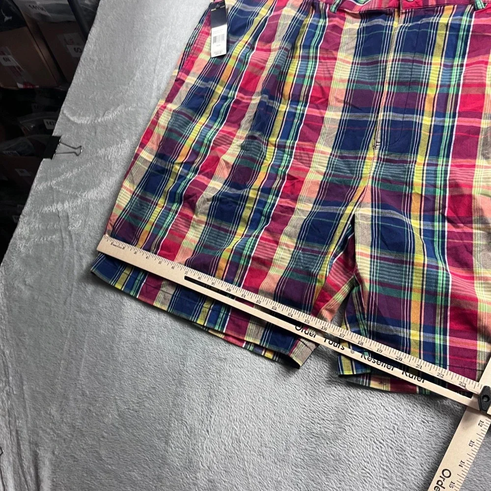 Polo Ralph Lauren Mens Big & Tall 56 Madras Plaid Pleated Shorts Multi 5838544